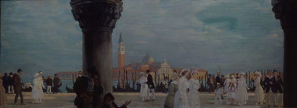Promenade in Venice, 1907-1908. Artist: Kustodiev, Boris Michaylovich (1878-1927)