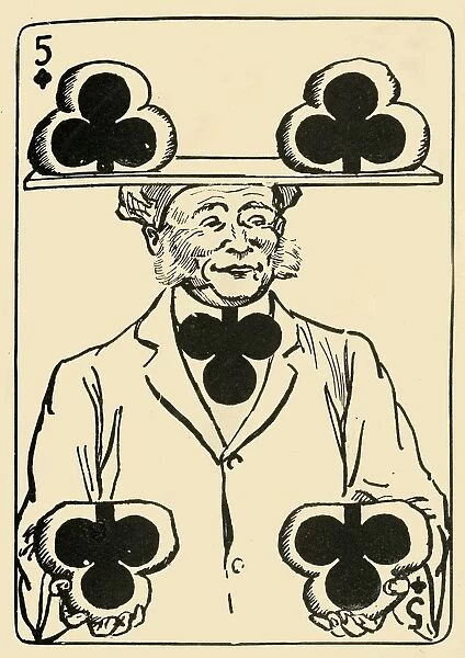 The Prosperous Baker on the five of clubs, 1910. Creator: A Hogg