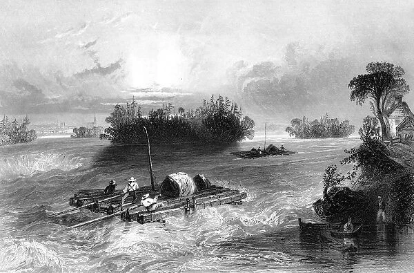 Rapids on the approach to the village of Cedars, Canada, 1842. Artist: JC Bentley
