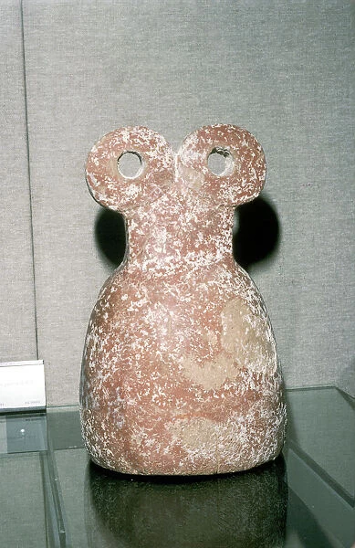 Red terracotta Eye Idol, Tell Brak, N. Syria, Chalcolithic period, 3300 -3000 BC