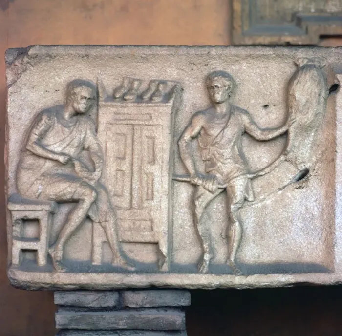 Framed Print : Print of Roman Shoemaker and Ropemaker Relief Framed Print : Print of Roman Shoemaker and Ropemaker Relief
