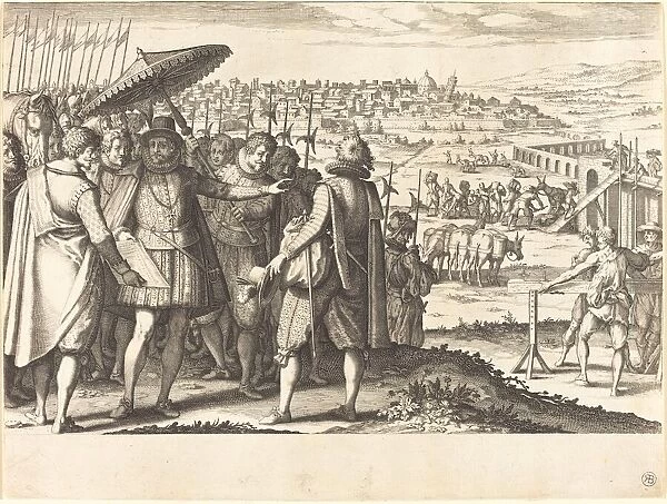Restoration of the Aqueduct at Pisa, c. 1614. Creator: Jacques Callot