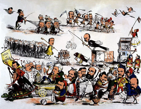 Revolution of 1868, political cartoon of the revolution that overthrew Isabel II