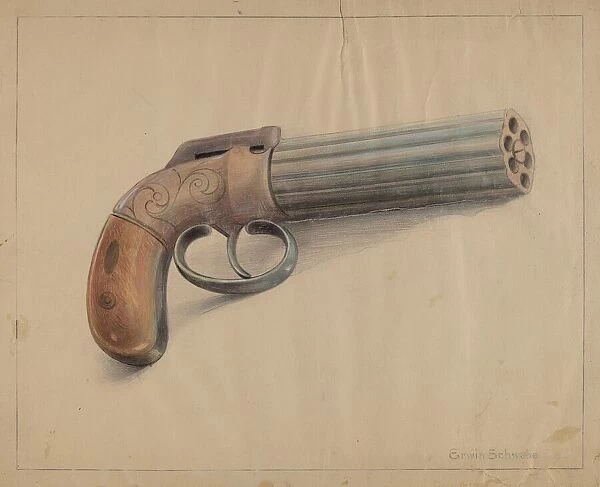 Revolving Pistol, c. 1936. Creator: Erwin Schwabe