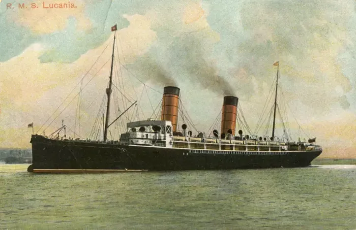 Framed Print : RMS Lucania, c1905 Print: Cunard's Luxurious Liner Framed Print : RMS Lucania, c1905 Print: Cunard's Luxurious Liner