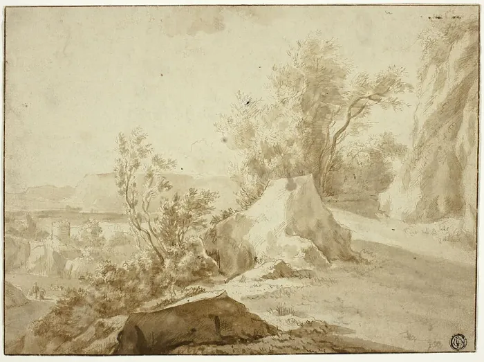 Framed Print : Bartholomeus Breenbergh Print: Rocks and Mountain Path Framed Print : Bartholomeus Breenbergh Print: Rocks and Mountain Path