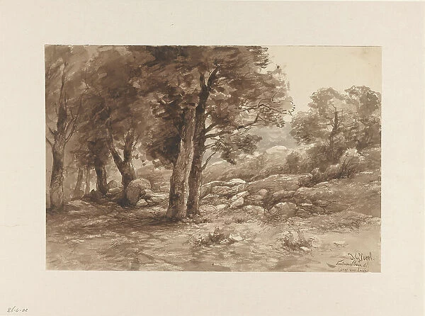 Rocky landscape with trees, 1869. Creator: Johannes Gysbert Vogel