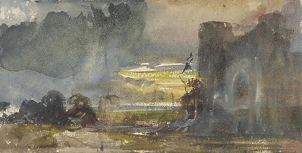 Romantic Landscape with Castle, 19th century. Creator: Paul Huet