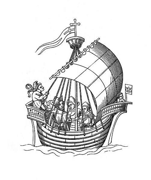 Sailing ship, 1445, (1843). Artist: Henry Shaw