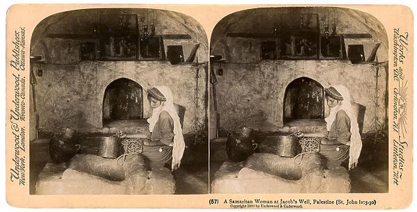 A Samaritan woman at Jacobs Well, Palestine, 1900. Artist: Underwood & Underwood