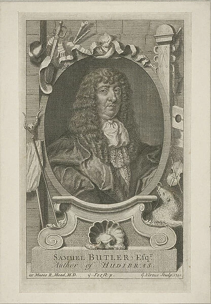 Samuel Butler in wig and robes, 1744. Artist: George Vertue