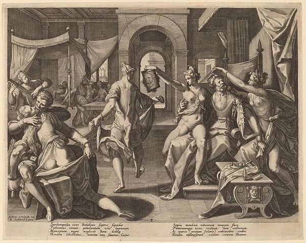 Sardanapalus among the Concubines, 1589. Creator: Raphael Sadeler