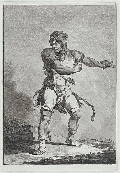 Savage Soldier Holding a Sword, 1764. Creator: Matthias Pfenninger
