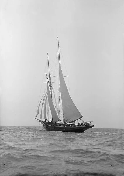 Schooner sailing, 1912. Creator: Kirk & Sons of Cowes