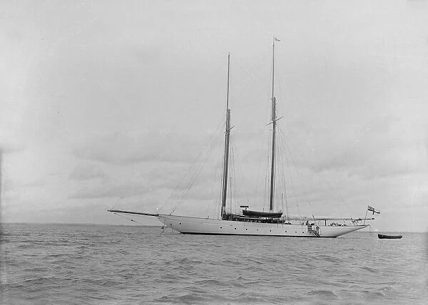 The schooner Sylvana at anchor. Creator: Kirk & Sons of Cowes