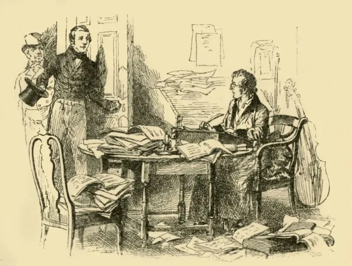 Framed Print : They Found Schubert Hard at Work, Print (1907) Framed Print : They Found Schubert Hard at Work, Print (1907)