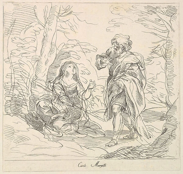 Seated woman and Bearded Man in a Landscape, 1740-1802. Creator: Giuseppe Canale