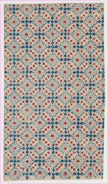 Framed Print : Dotted Square Pattern Print, 19th century
