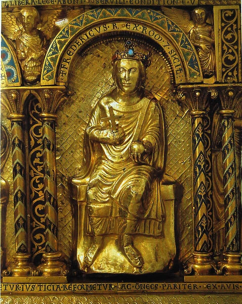 The Shrine of Charlemagne, Detail: Frederick II, Holy Roman Emperor, 1215. Artist: West European Applied Art