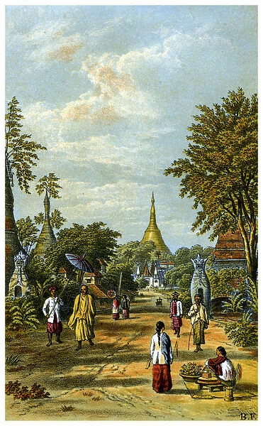 The Shwe Dragon pagoda, Rangoon, 19th century. Artist: C Kegan Paul