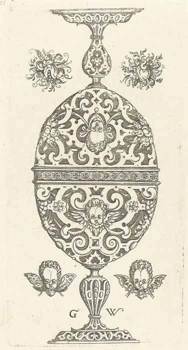 Framed Print : Two small goblets superimposed in reverse Print, 1579 Framed Print : Two small goblets superimposed in reverse Print, 1579