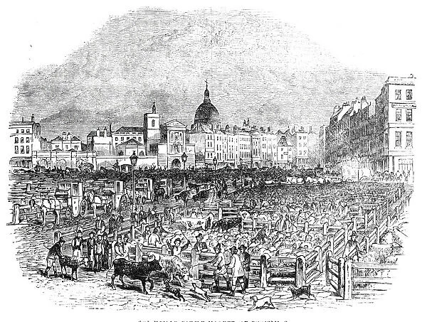 Smithfield Cattle Market, at Christmas, 1844. Creator: Unknown