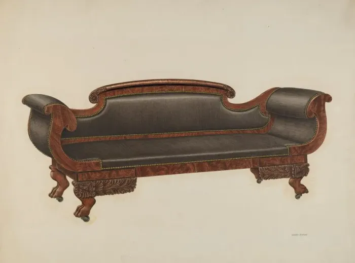 Framed Print : Harry Eisman Sofa Print, c. 1940 Framed Print : Harry Eisman Sofa Print, c. 1940