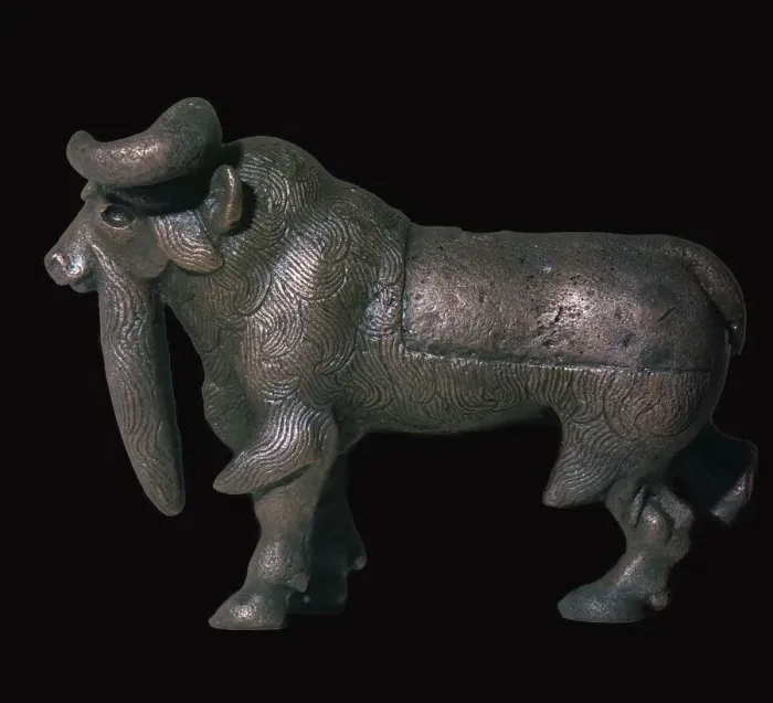 Framed Print : Solid Copper Sumerian Bison Print Framed Print : Solid Copper Sumerian Bison Print