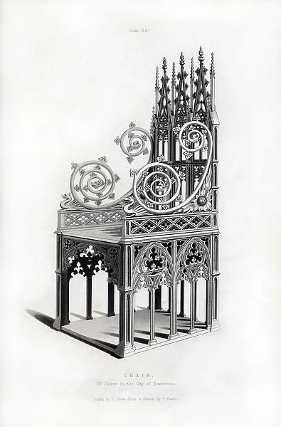 Solid silver throne, 1397, (1843). Artist: Henry Shaw