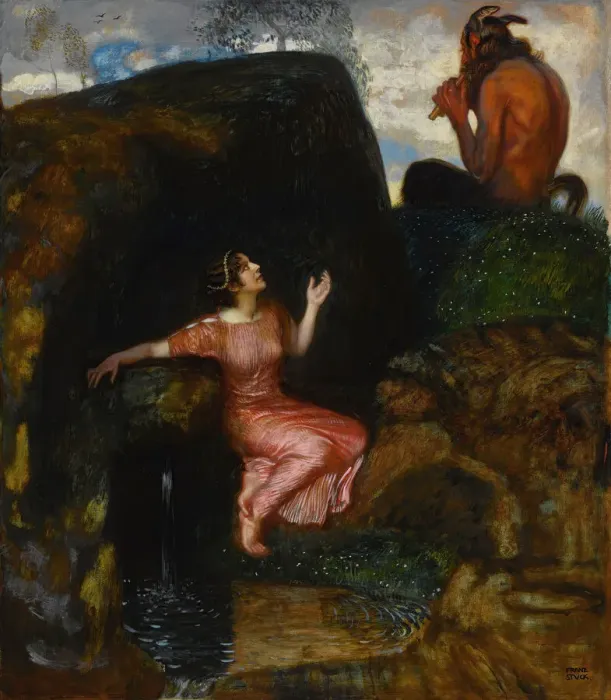 Framed Print : At the Source (Eavesdropping Nymph) Print by Franz Stuck Framed Print : At the Source (Eavesdropping Nymph) Print by Franz Stuck