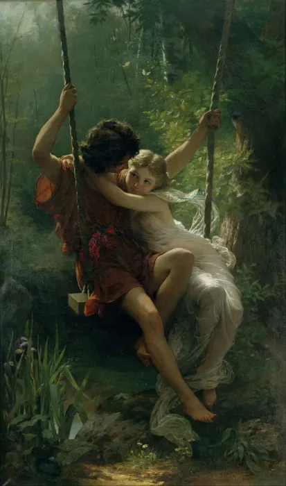 Framed Print : Print of Pierre Auguste Cot's Springtime, 1873