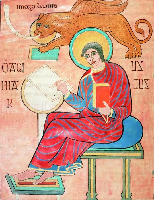 Framed Print : Print of St Mark writing, circa 700 Framed Print : Print of St Mark writing, circa 700