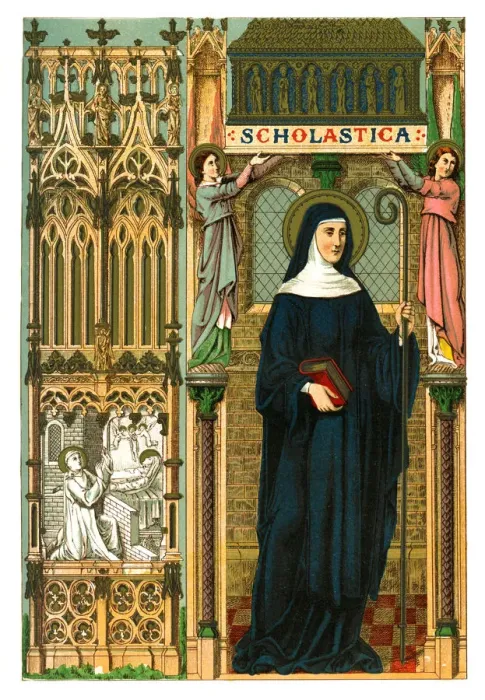 Framed Print : St Scholastica Print, 1886 Framed Print : St Scholastica Print, 1886
