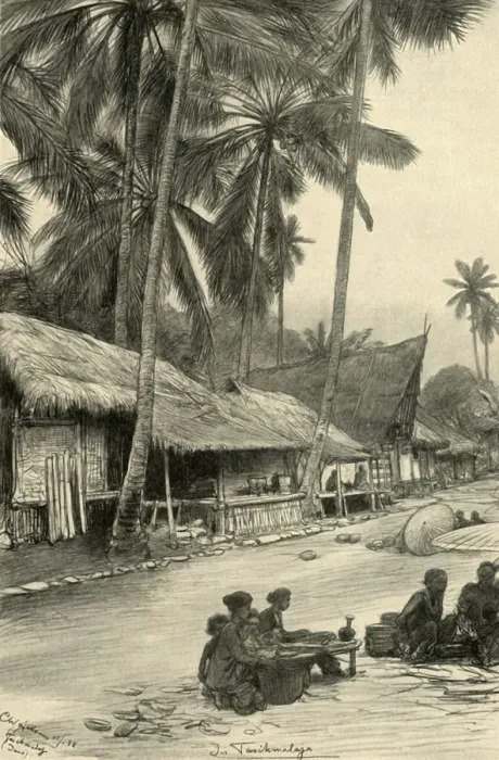 Framed Print : Street Scene in Tasikmalaya, Java Print, 1898 Framed Print : Street Scene in Tasikmalaya, Java Print, 1898