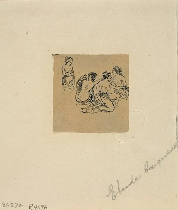Framed Print : Study of Bathers Print