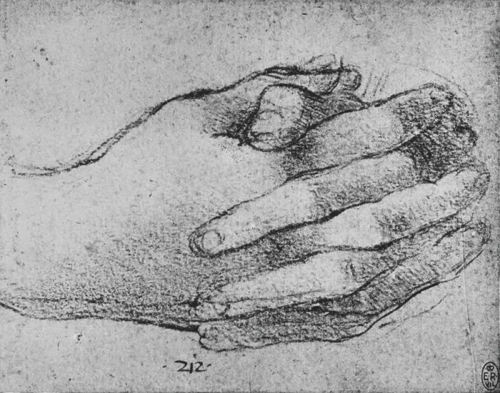 Framed Print : Leonardo da Vinci, Study of Clasped Hands Print (1945) Framed Print : Leonardo da Vinci, Study of Clasped Hands Print (1945)