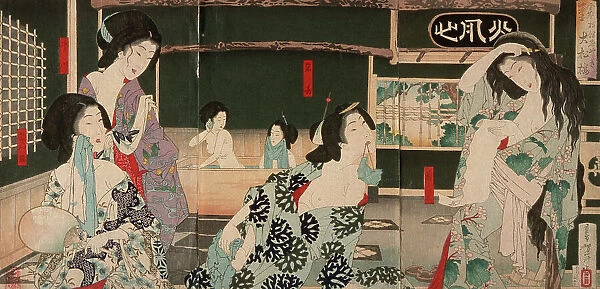 Summer: Women Bathing at the Daishoro, 1883. Creator: Tsukioka Yoshitoshi