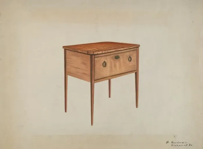 Framed Print : Heritage Images Print: Table with Deep Drawer, 1935 / 1942