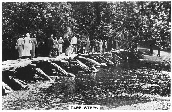 Tarr Steps, across the River Barle in Exmoor, Somerset, 1937