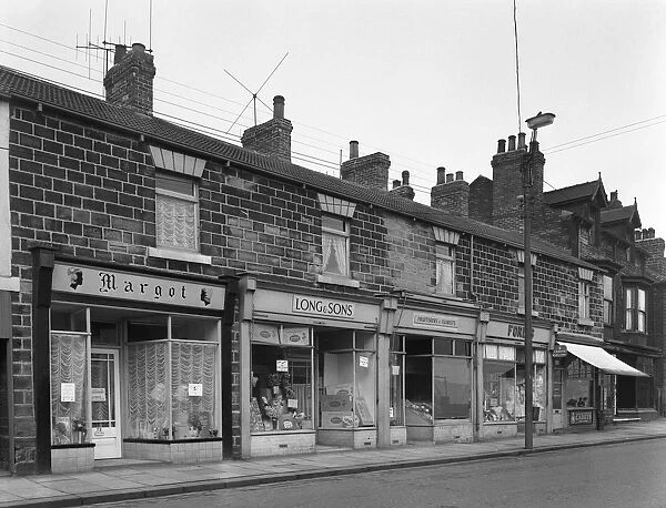 A terrace of late Vistorian shops in Bank Street, Mexborough, South Yorkshire, 1963