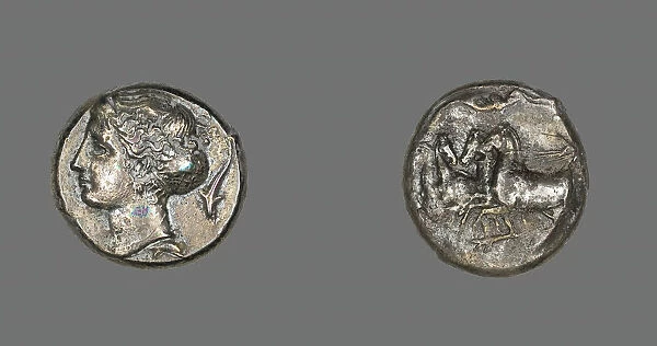 Tetradrachm (Coin) Depicting the Nymph Arethusa, 413-399 BCE. Creator: Unknown