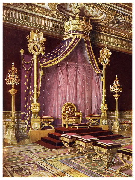 Throne room in the Palace of Fontainebleau, France, 1911-1912. Artist: Edwin Foley