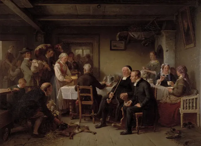 Framed Print : Tithe Collection in Skåne Print, 1865 by Bengt Nordenberg