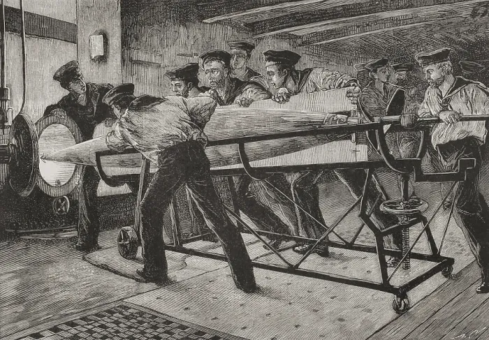 Framed Print : Torpedo Practice Print, HMS Thunderer, 1878