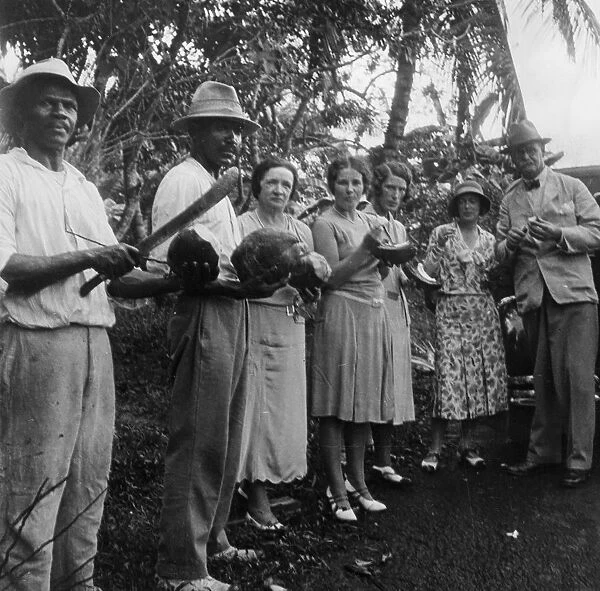 Tourists during a halt by the wayside, St Vincent, 1931