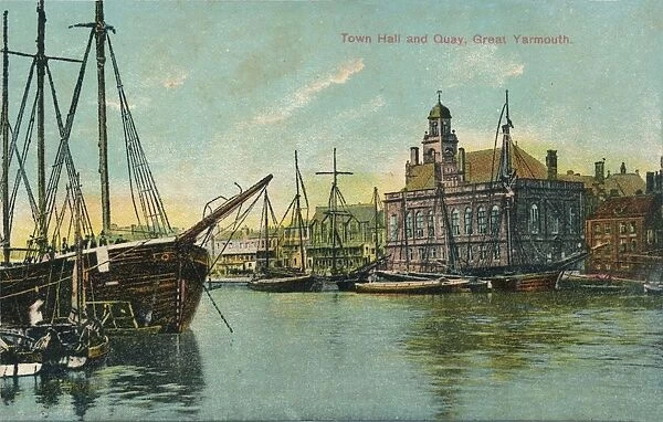 Town hall and quay, Great Yarmouth, Norfolk, c1905