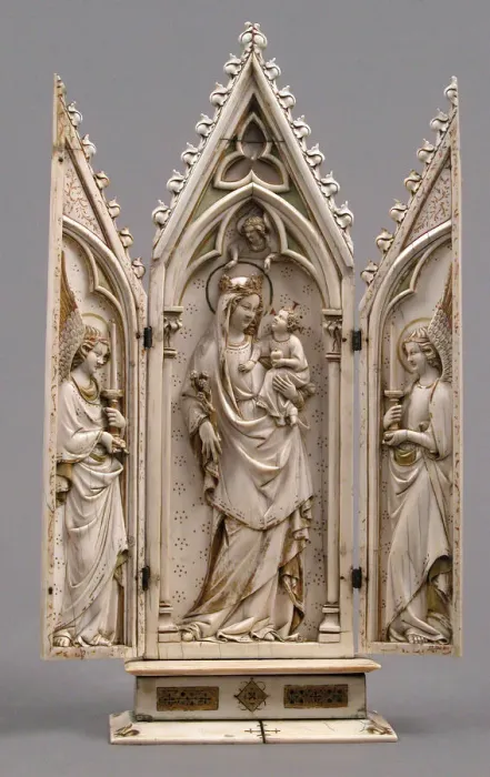 Framed Print : Ivory Triptych Print, German Gothic Masterpiece, 1325-50 Framed Print : Ivory Triptych Print, German Gothic Masterpiece, 1325-50