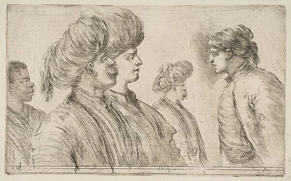 Four Turks and a Black Man, ca. 1662. Creator: Stefano della Bella