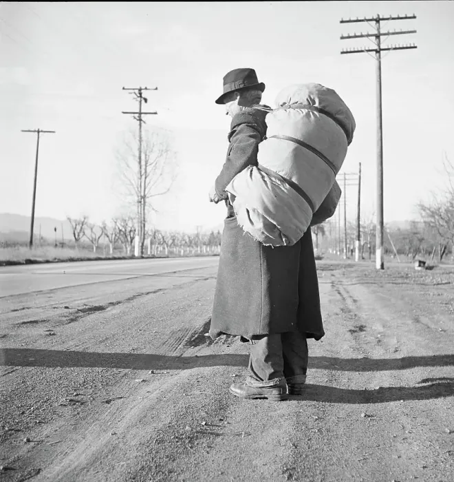 Framed Print : Dorothea Lange Print: Bindle-Stiff, Napa Valley 1938 Framed Print : Dorothea Lange Print: Bindle-Stiff, Napa Valley 1938