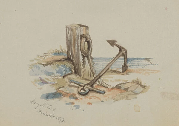 Untitled (Mooring and Anchor), 1873. Creator: Mary Vaux Walcott